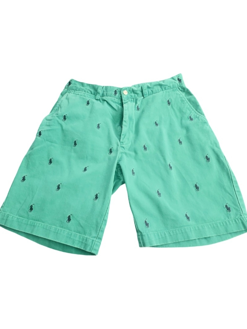 Men's Polo Ralph Lauren Green All-Over Embroidered Pony Chino Shorts Size 33